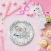 パンパスグラスブルーフローラロッキングホース赤ちゃんシャワー ペーパープレート (パーティー)