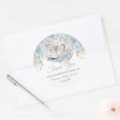 パンパスグラスブルーフローラロッキングホース赤ちゃんシャワー ラウンドシール (封筒)