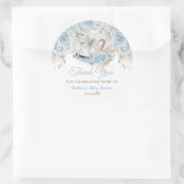 パンパスグラスブルーフローラロッキングホース赤ちゃんシャワー ラウンドシール (バッグ)