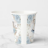 パンパスグラスブルーフローラロッキングホース赤ちゃんシャワー 紙コップ (左)