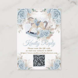 パンパスグラスブルーフローラロッキングホースRSVP QR エンクロージャーカード