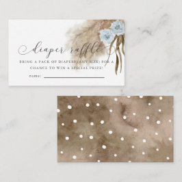 パンパスグラスブルーベビーシャワーおむつラッフルチケット エンクロージャーカード