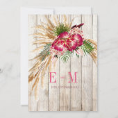 パンパスグラスプロテア素朴フローラ結婚ズ 招待状 (裏面)