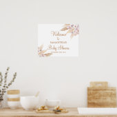 パンパスグラスベビーシャワーガールウェルカムサイン ポスター (キッチン)