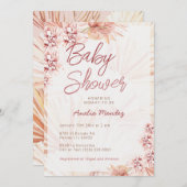 パンパスグラスベビーシャワーニュートラルガールボーイボヘミアン 招待状 (正面/裏面)