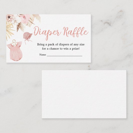 パンパスグラスベビーフェイスおむつラッフル エンクロージャーカード (正面/裏面)