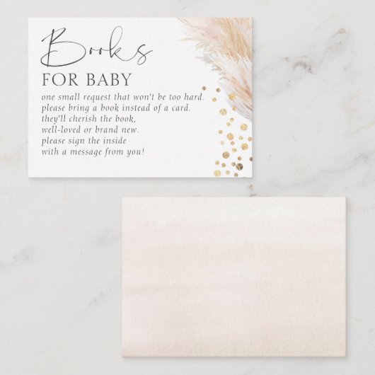 パンパスグラスベビー金ゴールドベビーシャワー用の本 エンクロージャーカード (正面/裏面)