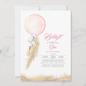 パンパスグラスホワイトオーキッズバルーンエキゾチック誕生日 招待状 (正面)