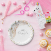 パンパスグラスホワイトフローラベビースプリンクル ペーパープレート (パーティー)