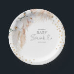 パンパスグラスホワイトフローラベビースプリンクル ペーパープレート<br><div class="desc">パンパスグラスと白い蘭の赤ちゃんシャワー紙プレート</div>
