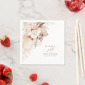 パンパスグラスホワイトフローラボホ結婚ズ スタンダードカクテルナプキン (インサイチュ)