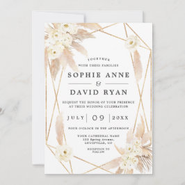 パンパスグラスホワイトフローラ金ゴールドオールインワン結婚ズ 招待状