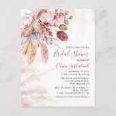 パンパスグラスボタニカルスクリプトブライダルシャワー インビテーションポストカード (正面)