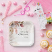 パンパスグラスボタニカルテラコッタベビーシャワー ペーパープレート (パーティー)