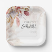 パンパスグラスボタニカルテラコッタベビーシャワー ペーパープレート (正面)