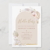 パンパスグラスボヘミアンアーチデザートベビーシャワー 招待状 (正面)