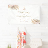 パンパスグラスボヘミアンバプティスマパーソナライズされたウェルカム 横断幕 (インサイチュ)