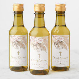 パンパスグラスボヘミアンバプティスミパーソナライズされたニ ワインラベル