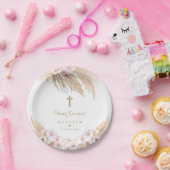 パンパスグラスボヘミアンバプティズムボホ《キリスト教》洗礼式や命名式  ペーパープレート (パーティー)