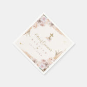 パンパスグラスボヘミアンバプテパーソナライズされたィス スタンダードカクテルナプキン (角)