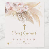 パンパスグラスボヘミアンバプテパーソナライズされたィス ワインラベル (シングルラベル)