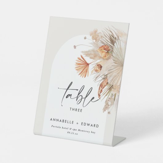 パンパスグラスボヘミアンフローラテーブル番号 台座サイン (正面)