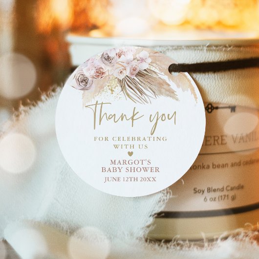 パンパスグラスボヘミアンベイビーシャワー賛成 フェイバータグ