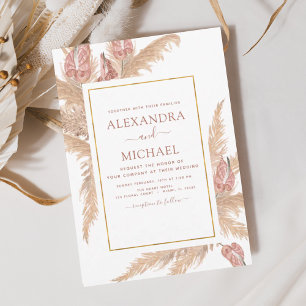 パンパスグラスボヘミアンボホトロピカルズ結婚ズ 招待状