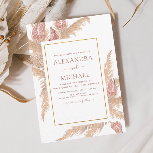 パンパスグラスボヘミアンボホトロピカルズ結婚ズ 招待状