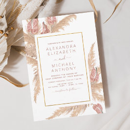 パンパスグラスボヘミアンボホ熱帯結婚のインビタ 招待状