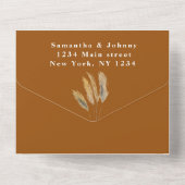 パンパスグラスボヘミアンボホRSVP秋 エレガント オールインワン招待状 (裏面)