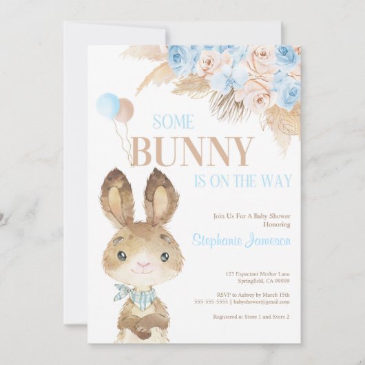 パンパスグラスボヘミアン熱帯砂漠の赤ちゃんシャワー 招待状 (正面)