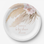 パンパスグラスボヘミアン赤ちゃんシャワー ペーパープレート (正面)