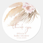 パンパスグラスボヘミアン赤ちゃんシャワー ラウンドシール (正面)