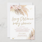 パンパスグラスボヘミアン長距離ベビーシャワー 招待状 (正面)