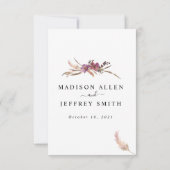 パンパスグラスボヘミ結婚アン詳細カード 出欠カード (裏面)