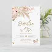 パンパスグラスボホアニエージガール素朴誕生日 招待状 (スタンド正面)