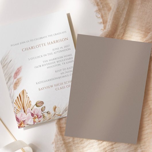 パンパスグラスボホシックフローラ卒業 招待状