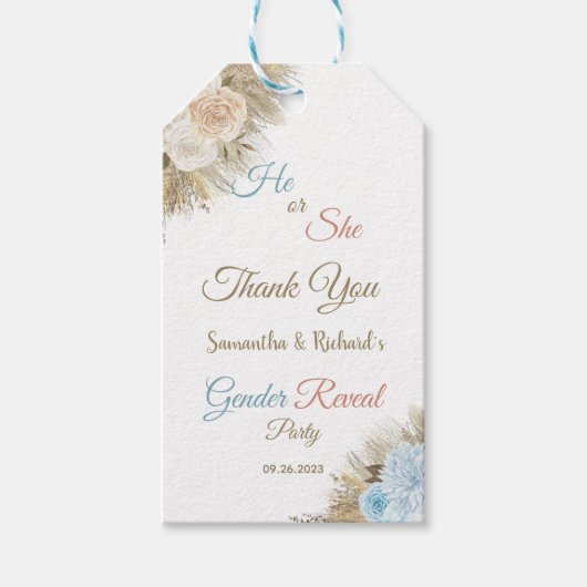 パンパスグラスボホジェンダーに感謝の意を表す ギフトタグ (正面)