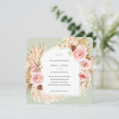 パンパスグラスボホセージグリーンフローラスクエア結婚ズ 招待状 (スタンド正面)