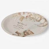 パンパスグラスボホテディベアーベビーシャワー紙プラ ペーパープレート (アングル)