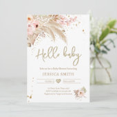 パンパスグラスボホトロピカルガール素朴ベビーシャワー 招待状 (スタンド正面)