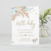 パンパスグラスボホトロピカルボーイ素朴ベビーシャワー 招待状 (スタンド正面)