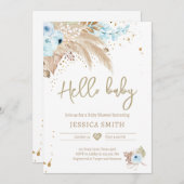 パンパスグラスボホトロピカルボーイ素朴ベビーシャワー 招待状 (正面/裏面)