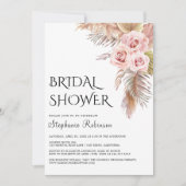 パンパスグラスボホバラフローラブライダルシャワー 招待状 (正面)