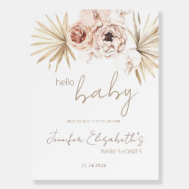 パンパスグラスボホピンクベビーシャワーウェルカム