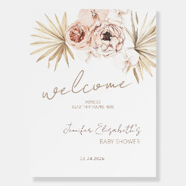 パンパスグラスボホピンクベビーシャワーウェルカム