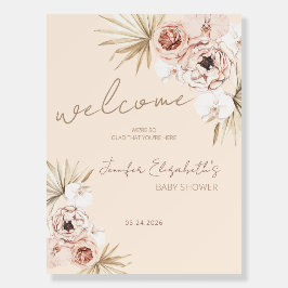 パンパスグラスボホピンクベビーシャワーウェルカム