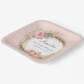 パンパスグラスボホピンクローズフローラリースブライダル ペーパープレート (傾斜あり)