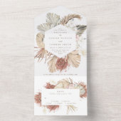 パンパスグラスボホフローラトロピカルデザートズ結婚ズ オールインワン招待状 (内側)
